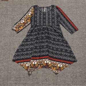 MOA USA Navy and White Patterned Dress